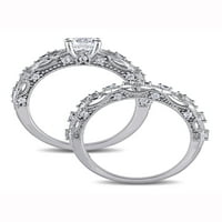 Miabella Ženska 1- CT stvorena safir i dijamant 10kt White Gold vjenčanje i zaručnički prsten set