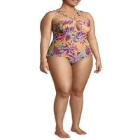 XOXO Womens Plus Veličina Peek-A-Boo Frill izrez jedan kupaći kostim