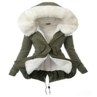 Ženski krzneni kaput od flisa, kapuljače, vanjski Kaputi, jednoredna gornja odjeća s dugim rukavima u bijeloj