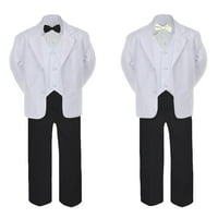 Komplet službenog crno-bijelog odijela za tinejdžerske dječake sa satenskom leptir mašnom _ -20