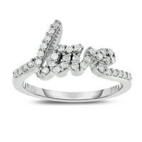 Prsten od br. A. M. s uvećanim ljubičastim i bijelim dijamantnim kurzivom A. M. od čistog srebra