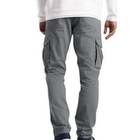 Muškarci proljetne ljetne ležerne hlače Čvrsta boja Multi džepa labave ravne teretne hlače na otvorenom sportske