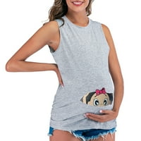 Odjeća za trudnice ženski vrhovi za njegu ženski prsluk bez rukava s okruglim vratom jednobojna majica za trudnice