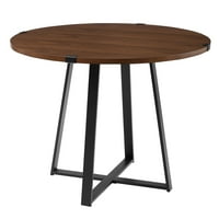Okrugli stol za ručavanje u rustikalnom stilu, tamni orah u crnoj boji