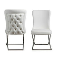 Moderna tapecirana Srebrna stolica za blagovanje od 2 komada Biserno bijela