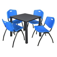 Četverokutni stol za odmor od 42 - Sivi krom i stolice mumbo mumbo - bordo
