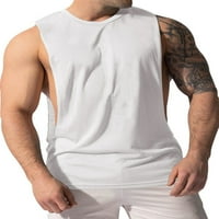 Colisha muške mišićne košulje bez rukava bez rukava Posada Neck ljeto mekano trčanje majice solidne boje White