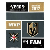 Vegas Golden Knights NHL ColorBlock Personalizirani svileni dodir, deka za bacanje, 50 60