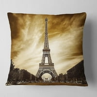 DesignArt Paris Eiffel Towerin siva nijansa - Pejzažni jastuk za bacanje fotografije - 18x18