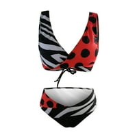 Ženski Tankini kupaći kostimi s izrezom i printom visokog struka za plažu u boji u boji Plus size kupaći kostimi