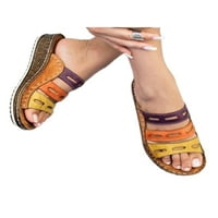 _ / Ženske sandale na klin, ljetne sandale na platformi s otvorenim prstima, ženske udobne japanke, smeđe na plaži