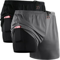 Muške suhe hlače za vježbanje s podstavom i džepovima, Crna + siva, američka veličina 2 inča