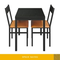 Pravokutni blagovaonski stol 2 u 1 s tapeciranim stolicama za mali prostor, moderna kuhinja u Crnoj i vintage