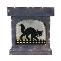 Božićni dekor 28 crno-srebrni kamin s osvjetljenjem za Noć vještica s ogledalom u NIH-u
