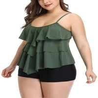 Ženski kupaći kostimi od 2 komada Plus Size kupaće kostime s flounce printom Tankini kupaći kostimi za kontrolu