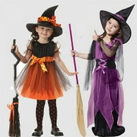 Halloween Witch kostim Djevojke Djeca djeca haljine za zabave i šešir cool kreativni