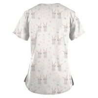 Umitay ženska modna radna odjeća s kratkim rukavima s džepovima s tiskanim vrhovima proljetne vrhove za žene