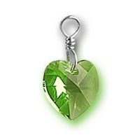 Sterling Silver 30 bo lanac zeleno kolovoz kristalno srce privjesak privjesak