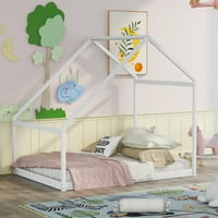 Aukfa kućni krevet pune veličine za djecu, krevet platforme s krovom, drvo - sivo
