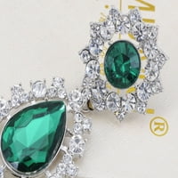Naušnice s kapljicama u narančastoj bogatoj smaragdno zelenoj boji s dijamantima u elegantnoj srebrnoj nijansi