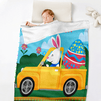 Dicasser Uskrsni zečevi bacaju pokrivač s jastukom poklopcem sretnima šarena jaja ugodna i mekana plišana deka