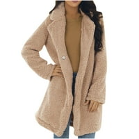 Zimske jakne za žene, ženski modni dugi rukav, jednobojni plišani topli kardigan, Plišana izolirana jakna, jednobojni