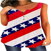 Dabuliu 4. srpnja ženski tenk vrh labave fit američke zastave vintage košulje za posadu bez rukava Patriotska