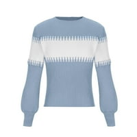 Viadha ženski okrugli vrat Dugi rukavi blok pulover Pleteni džemper gornji okrugli vrat džemper