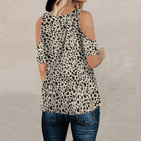 Ženski hladni rame kratki rukavi ležerni vrhovi tunika labave majice bluze cvjetni leopard maskirni kink