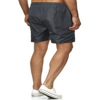 ; Muške prozračne jednobojne kratke hlače za plažu s elastičnim strukom, Mini hlače za vježbanje, ljetne kratke