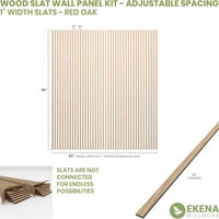 Ekena Millwork 94 H 1 4 t Podesiva zidna ploča s letvicama od drveta W 1 W Slats, Crveni hrast