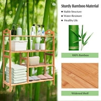 4-slojni stalak za cipele od bambusa s mogućnošću skladištenja čizama, samostojeći drveni stalak za prikaz s ručkom,