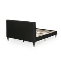 Moderni okvir kreveta s Niskoprofilnom platformom, potpuno tapeciran tkaninom u crnoj boji
