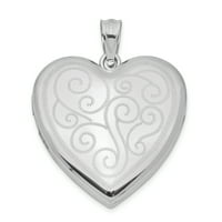 Karat u karats sterling srebro polirani završetak rodija obložen kovitlavim dizajnom privjesak za srce sa šterling