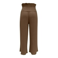 Ženske Capri hlače visokog struka s kravatom, pripijene joga sportske hlače, casual crop hlače za vježbanje u