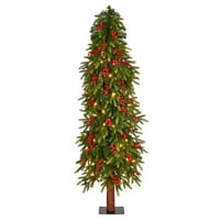Gotovo prirodni 5 'prelitni vođeni umjetnički božićno drvce FIR -a s savijenim granama