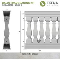 Ekena Millwork 38 H 16'l Fiberthane Arkadian Neopterećeni komplet za ograde od balustrade, stil g