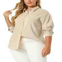 Jedinstveni prijedlozi, ženski Gornji dijelovi Plus veličine, radna košulja s dugim rukavima na kopčanje