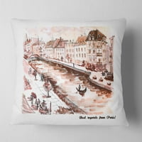 Dizajnerska skica Pariza ručno oslikana Sepijom-jastuk s gradskim krajolikom-18.18