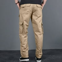 Muške hlače donje rublje Muške Casual hlače srednjeg struka, jednobojne, s puno džepova, ulične hlače s ravnim