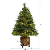 Gotovo prirodno 52 Mješovito borovo umjetničko božićno drvce u plantaži, prelit s toplim bijelim LED svjetlima