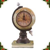 Dekor sata Globe Vintage Stol Stol Retro polica Svjetski sat police s budilicom kartica Kip ukras za knjigu u