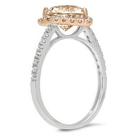 2. Dijamantni rez srca od prozirnog simuliranog dijamanta od bijelog ružičastog zlata 18k s umetcima prsten od