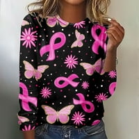 Majice s dugim rukavima od A-liste za rak dojke, ženska ružičasta majica, pulover s printom ružičaste vrpce, rasprodaja