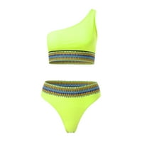 Bikini Set Novi dvodijelni kupaći kostim tiskani ženski Bikini kontrastni kupaći kostim na jedno rame