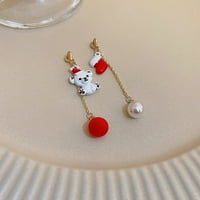 srebrne igle asimetrične naušnice Djeda Božićnjaka slatke božićne naušnice crtane divlje naušnice