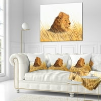 DesignArt lav koji promatra okolinu - jastuk za bacanje životinja - 18x18
