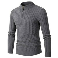 FESFESFES džemper za muškarce Pola kornjača Zip pleteni džemper dugi rukavi košulja od ruba donje rub u prodaji