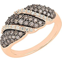 Carat T.W. Šampanjac i bijeli dijamant 10kt modni prsten od ruže zlata