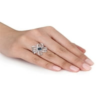 Ženski prsten od sterling srebra od plavog topaza i bijelog karatnog topaza